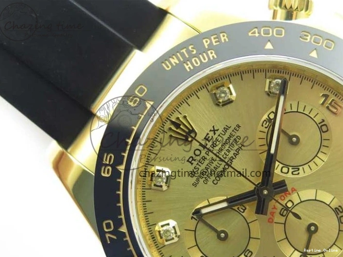 0412 Daytona 116518 Noob 1:1 Best Edition YG Plated 904L SS Case Goid Diamonds Dial on Black Rubber Strap SA4130 V4 (Free Extra Strap) Versatile 2587